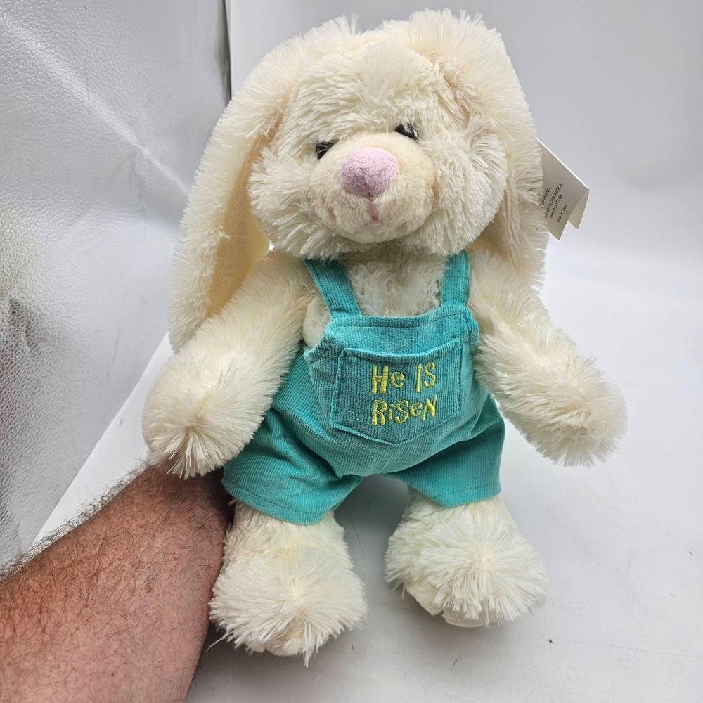 Family Christian Easter Bunny Plush Stuffed Animal NWT Medium White He Is Risen